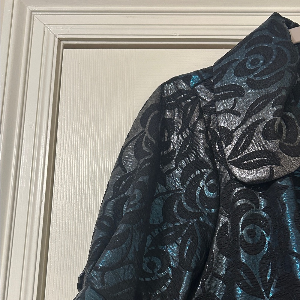 INC International Concepts Shimmering Black and Teal Jacket - Picture 4 of 4